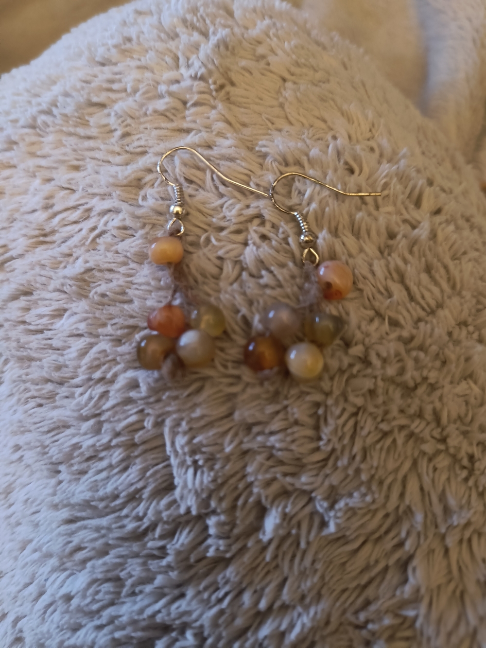Beaded Cluster Drop Earrings - Brown Multi